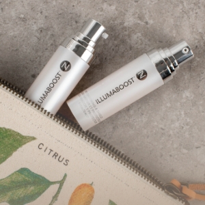 Illumaboost serums from a pouch with citrus printing